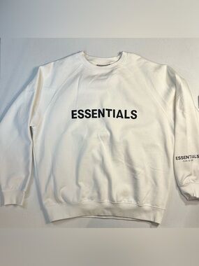 Fear of God Essentials White Crewneck Sweatshirt Logo Pullover Oversized Size XL